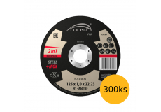 Řezný kotouč 125 x 1,0 mm MOST PRO METAL + INOX typ 41, sada 300 ks