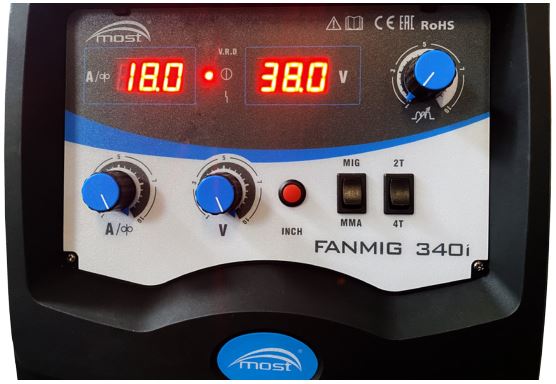 Svářečka FANMIG 340i MOST - ovládací panel